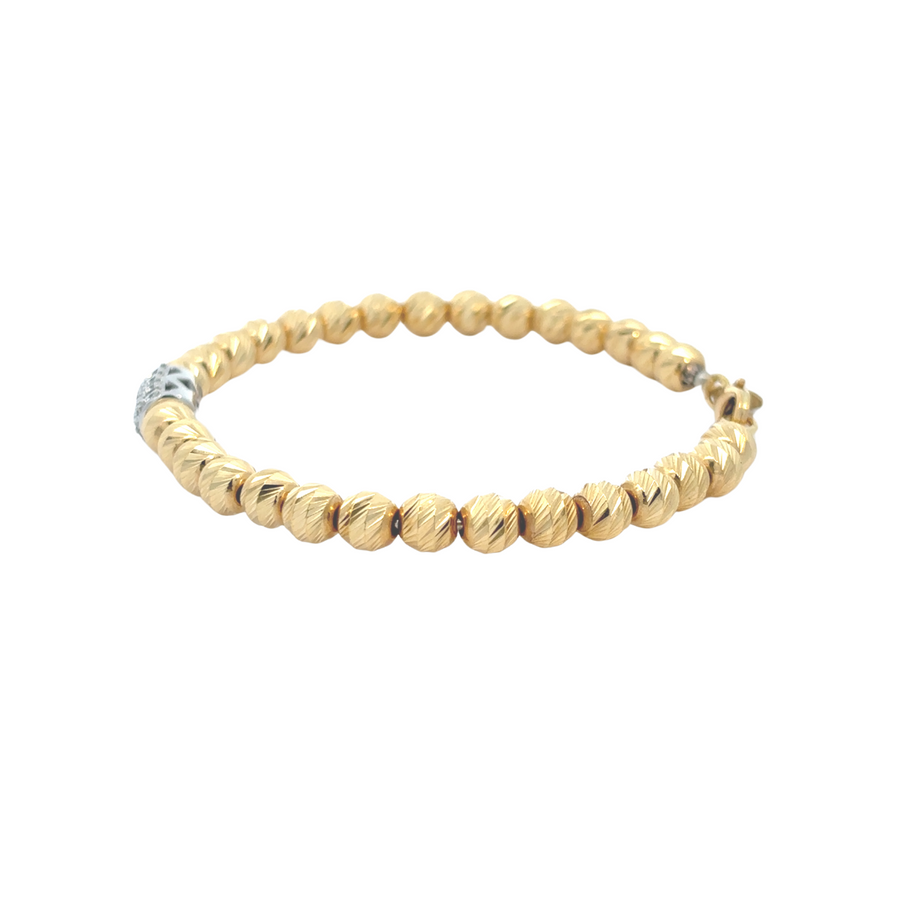 14k Gold Braided Bracelet with Diamonds – 53mm