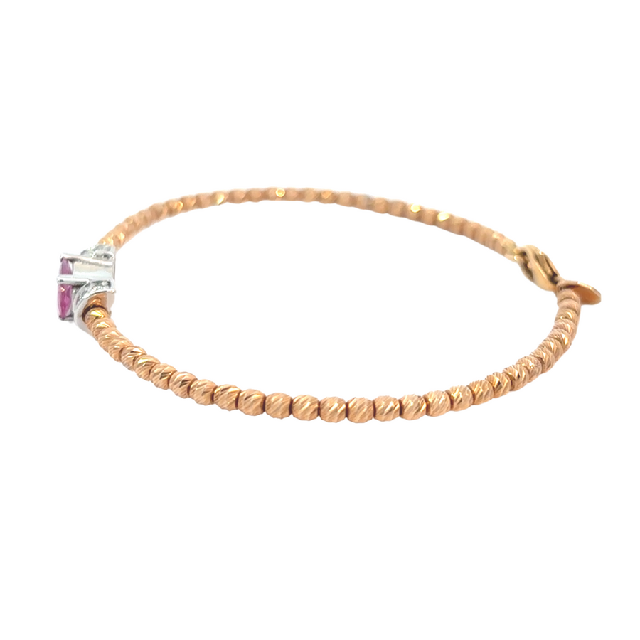 18k Rose Gold Bracelet with Diamonds - 5.7 cm