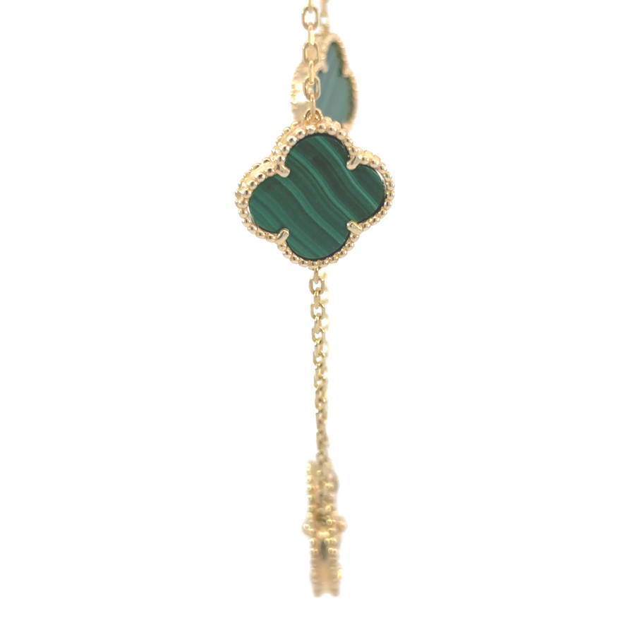 Women's 14k Gold Necklace with Two Green Stones and One Gold Accent – Adjustable 17-18 Inches