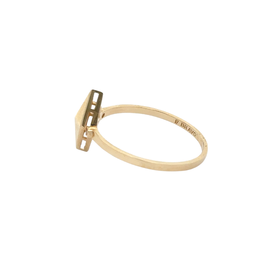 14k Gold Solid Ring with Single Rhombus for Women