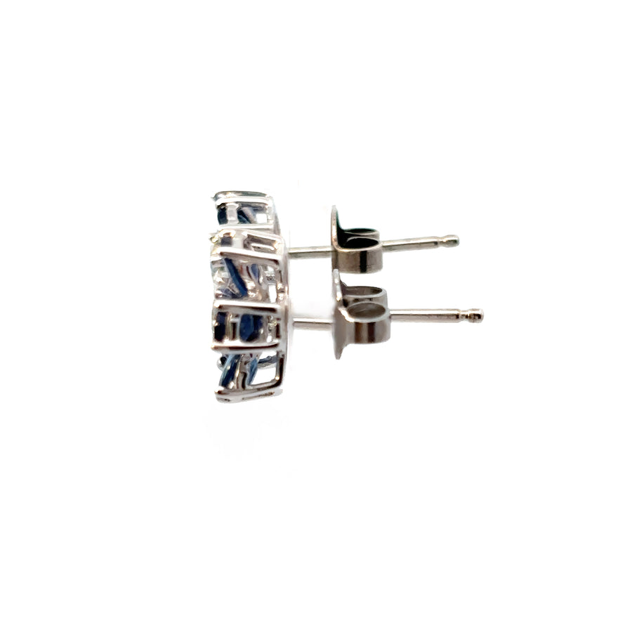 10k Gold Earrings with Sapphire and Diamond