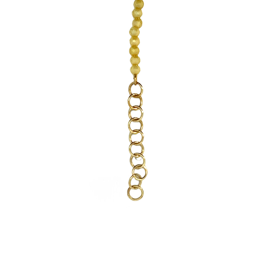 14k Gold Adjustable Bracelet with Yellow Stone, 17-19 cm