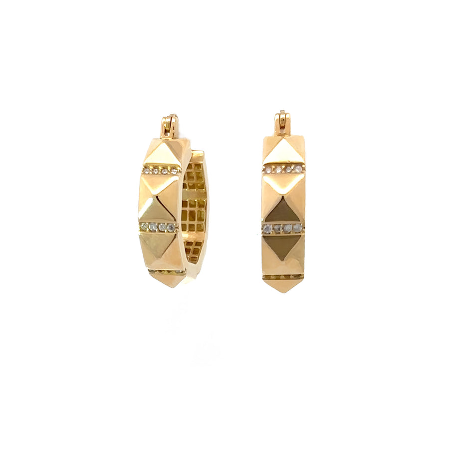 Small Solid Disc Pyramid Earrings in 14K Gold for Women