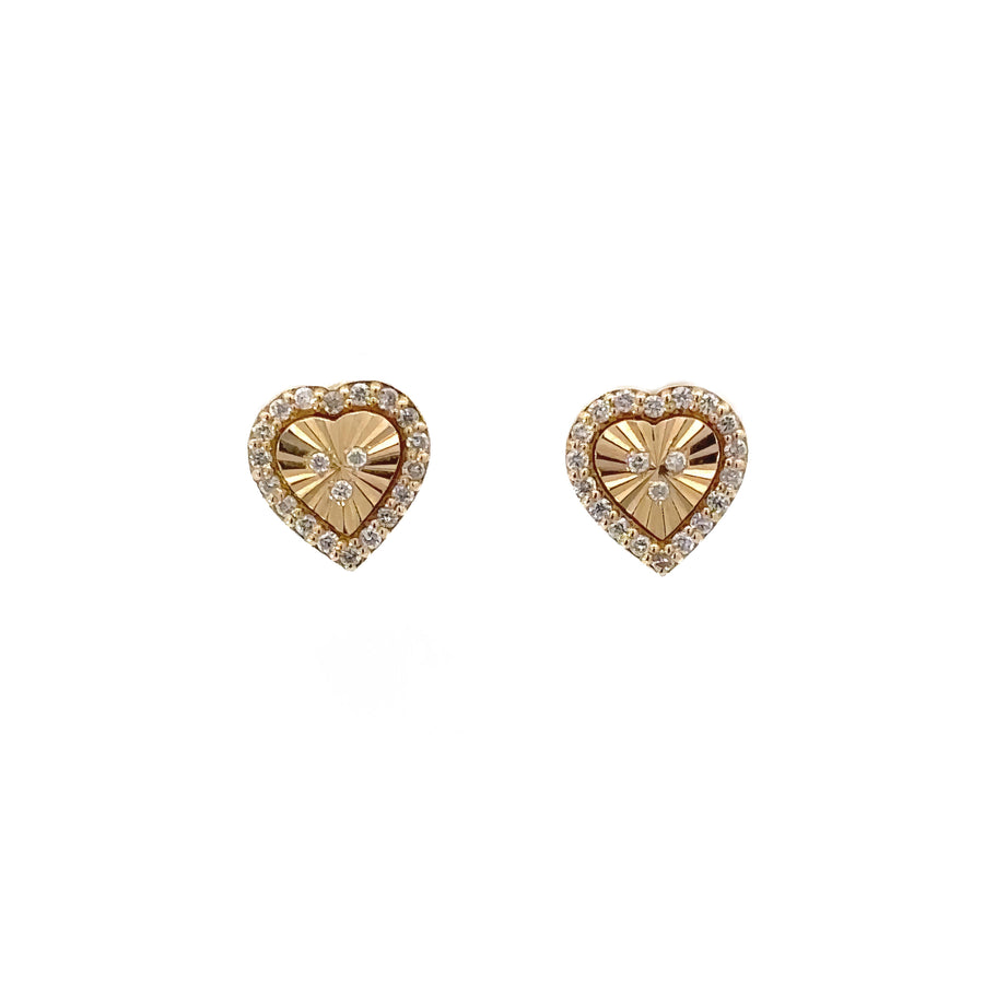 14k Gold Heart Earrings with Diamond Accents