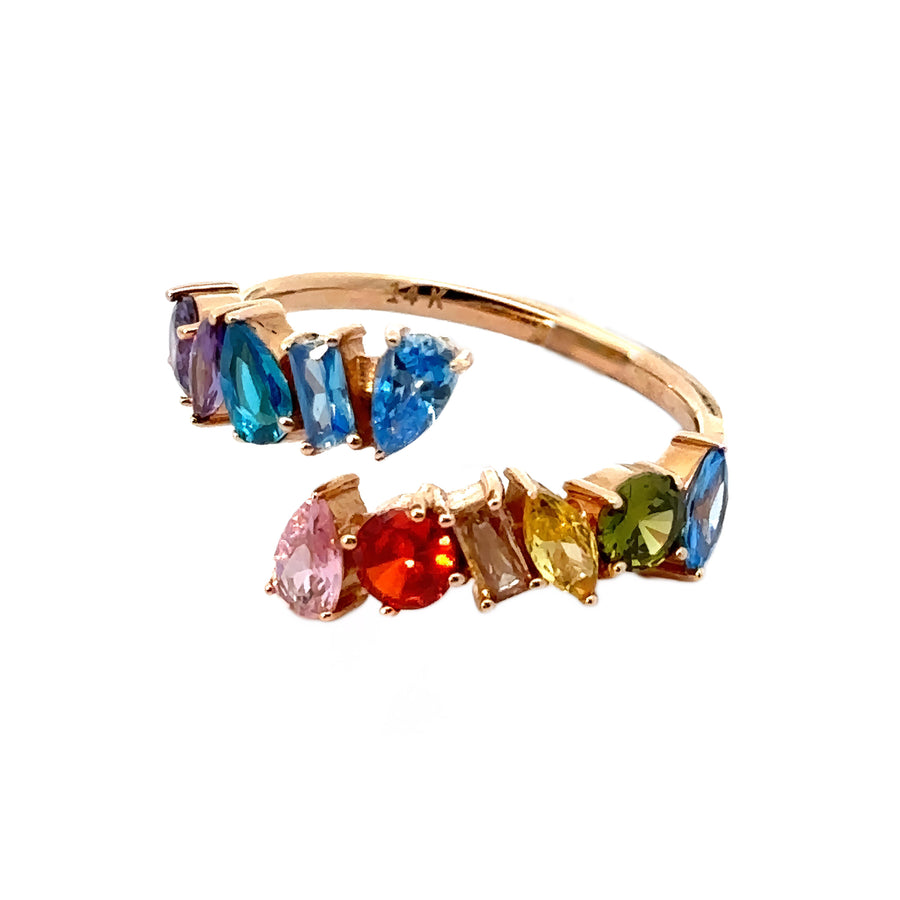 14K Gold Multi-Colored CZ Ring for Women