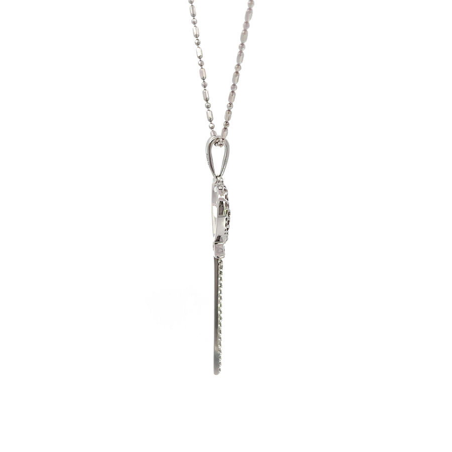 14k White Gold Key Pendant Necklace with Diamond