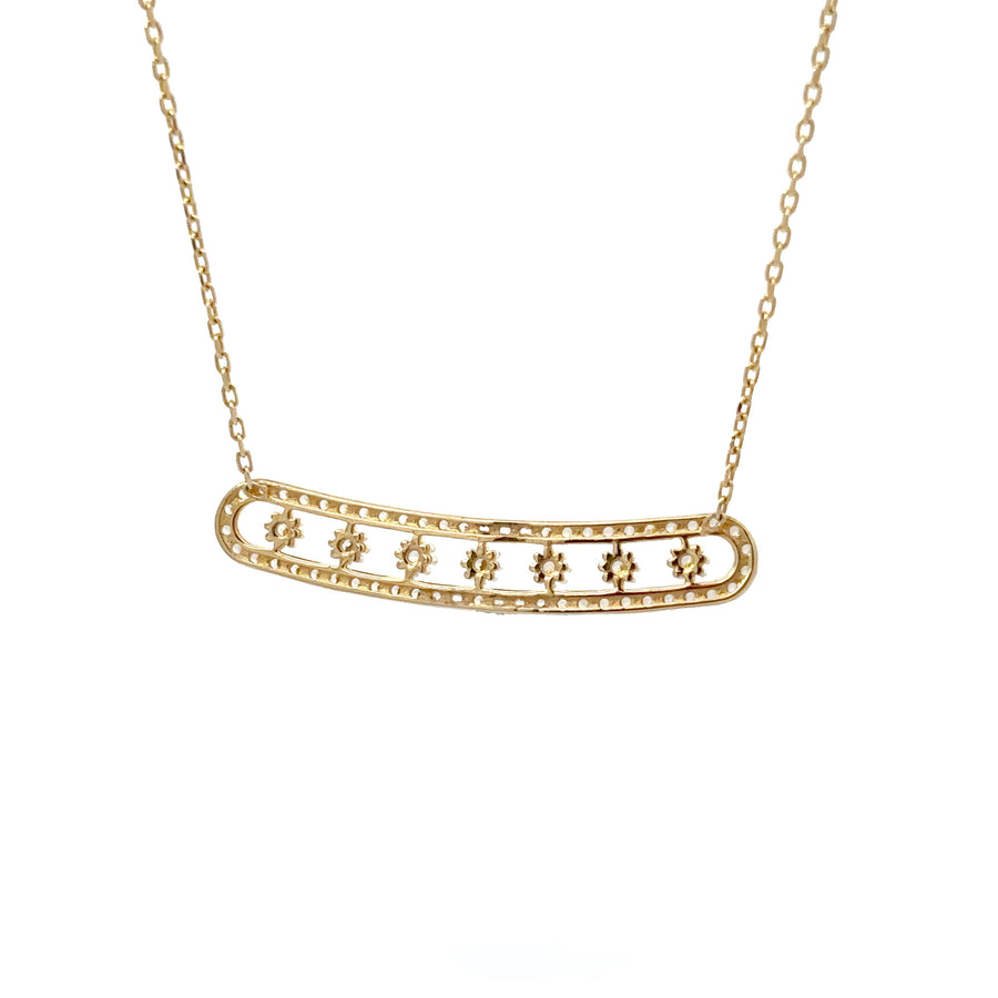 14k Gold Adjustable Necklace with Center Cubic Zirconia for Women