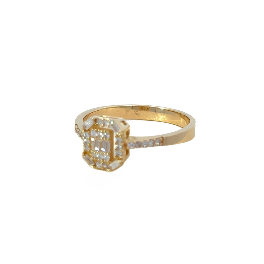 14k Gold Women's Ring with Square CZ Gemstone (Set2) - Size 7