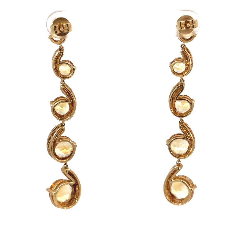 14k Gold Earrings with Citrine and Diamonds for Women