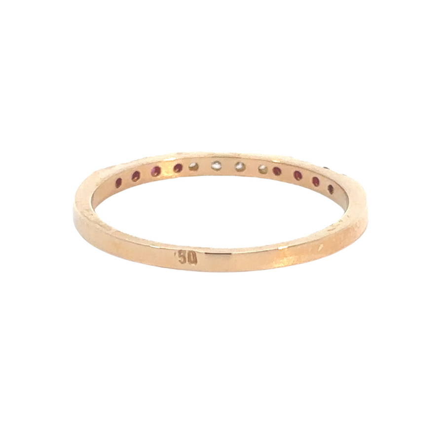 Rose Gold Ring with Ruby and Diamonds - 18k Gold