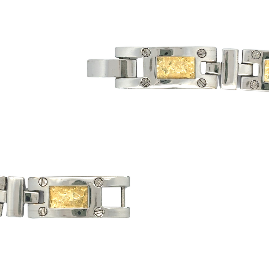 Men’s 18k Gold &amp; Titanium Bracelet – 23.3 cm