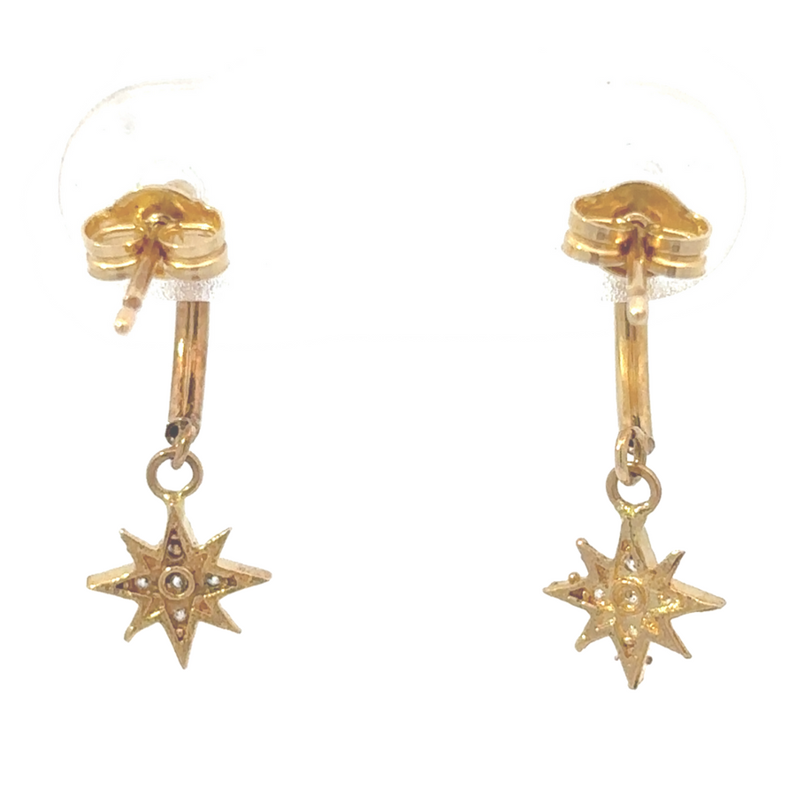 18k Gold Hoop Earrings with Star Charm – For Women and Babies