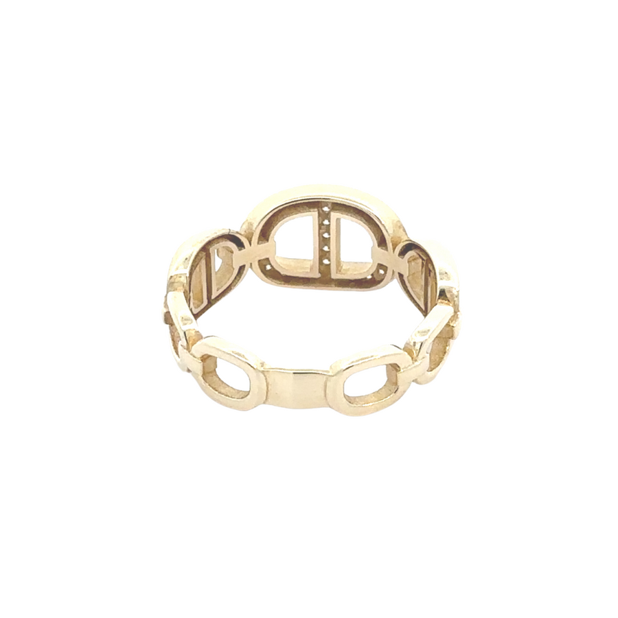 Solid Slim Ring with CZ - 14k Gold