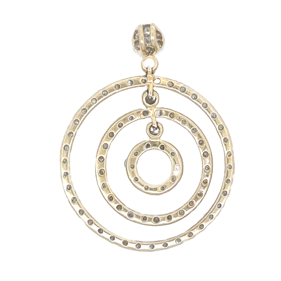 14k Gold Pendant with Multi-Circle Design and Diamond