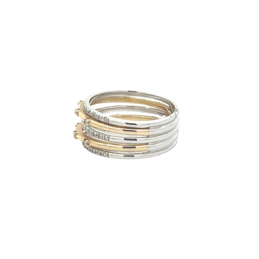 14k Gold Two-Tone Ring with Diamonds – Women's Elegant Jewelry