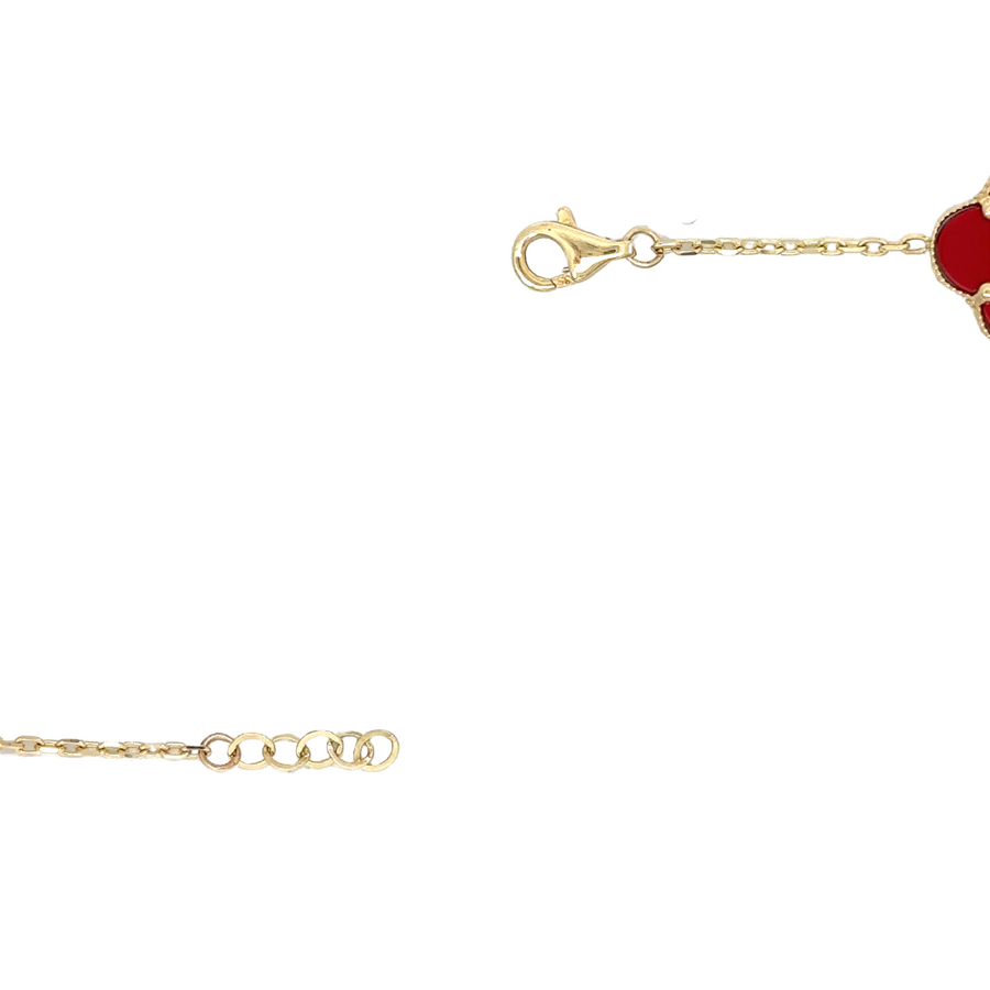 14k Gold Bracelet with 5 Small Red Accents – Adjustable for Women