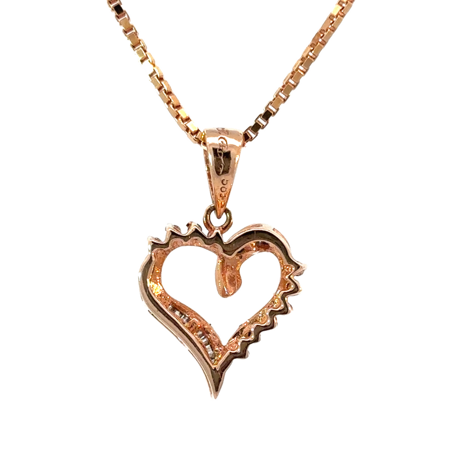 14k Rose Gold Heart Pendant with Diamonds for Women