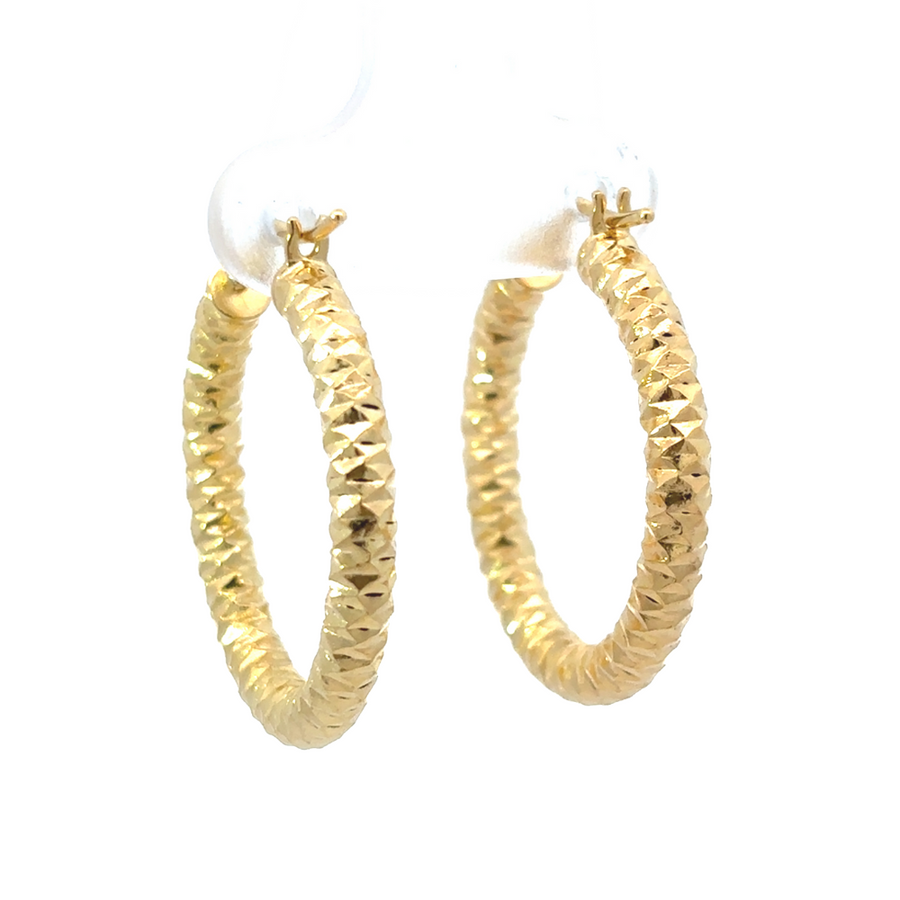 14k Gold Faceted Earrings – 20mm