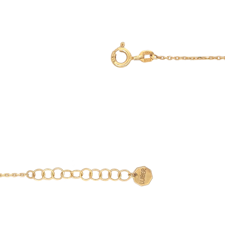 14k Gold Necklace with 15 XXS Balls &amp; Stones – Adjustable 15.5" to 16.75"