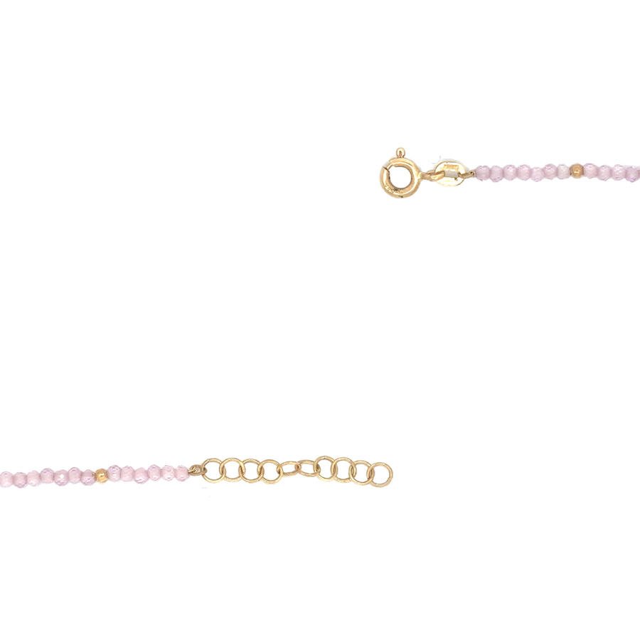 14k Gold Women's Bracelet with Rose Stones – Adjustable Design