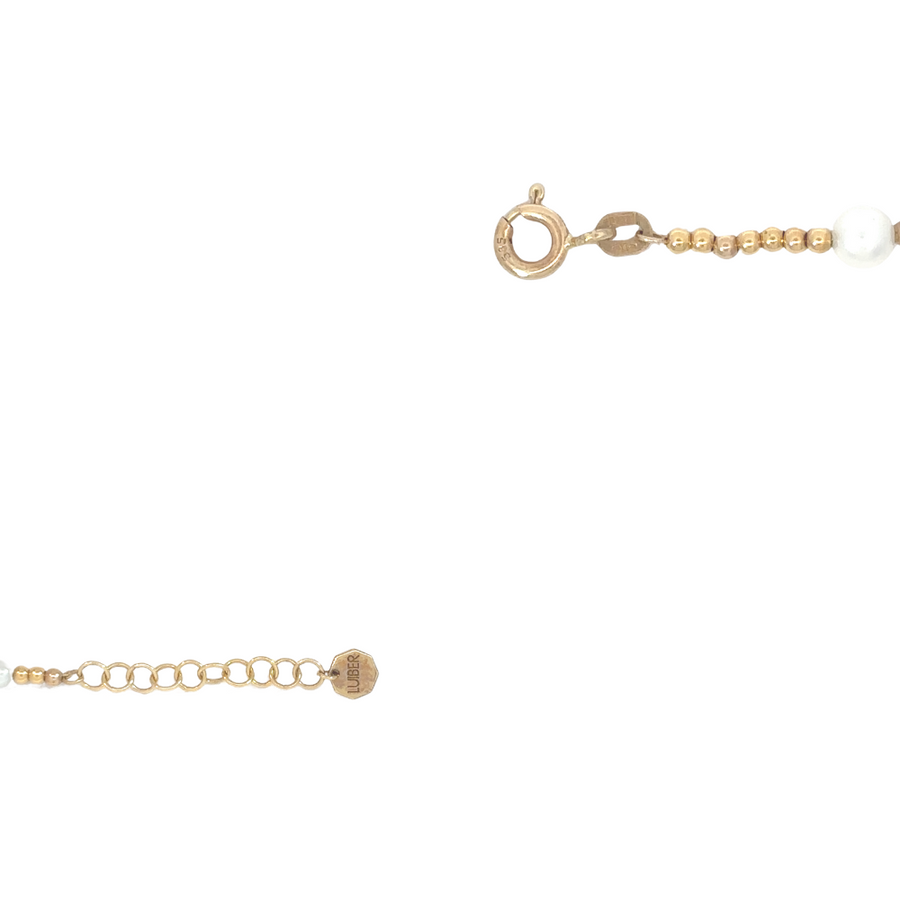 14k Gold Bracelet Fantasia with Pearl – Adjustable Elegance