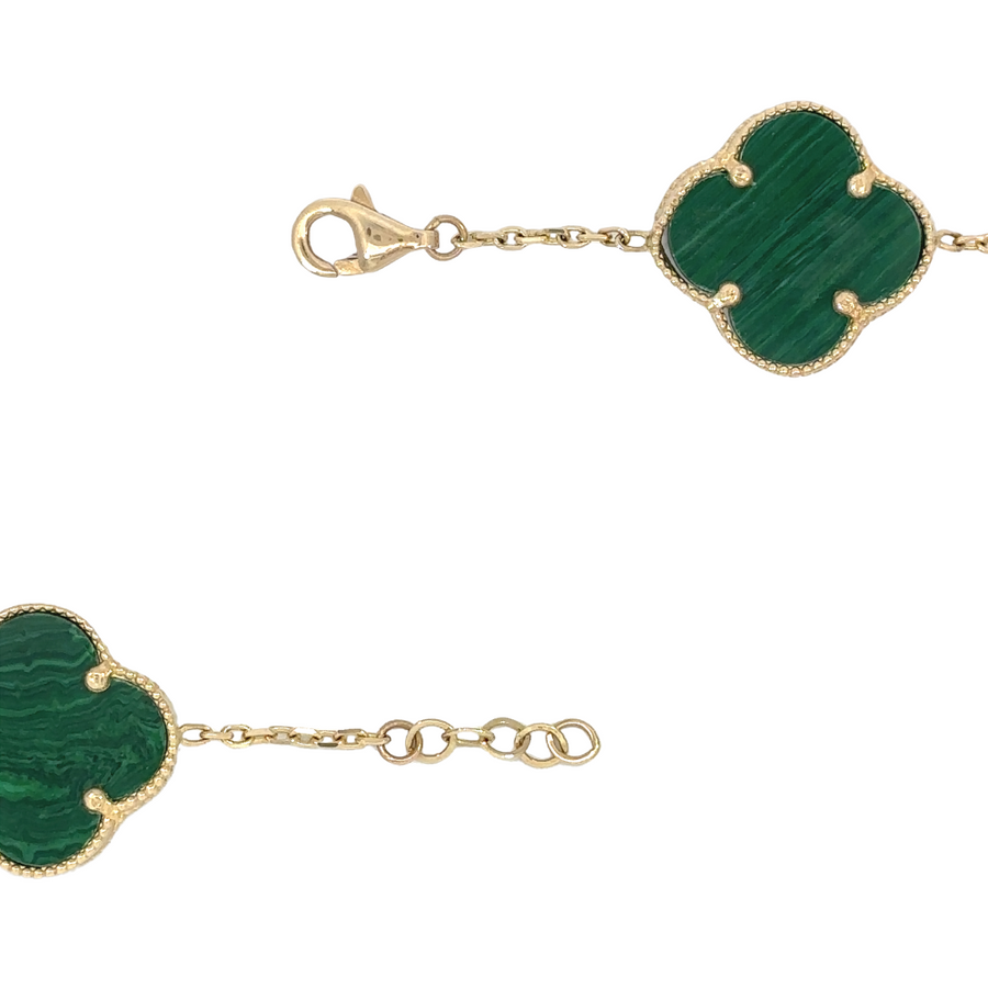 14k Gold Bracelet with 5 Green Accents – Adjustable for Women