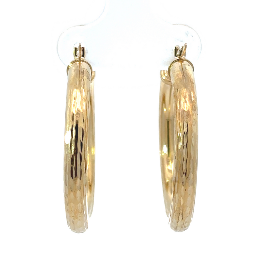 14k Gold Faceted Argolla Earrings – 24mm