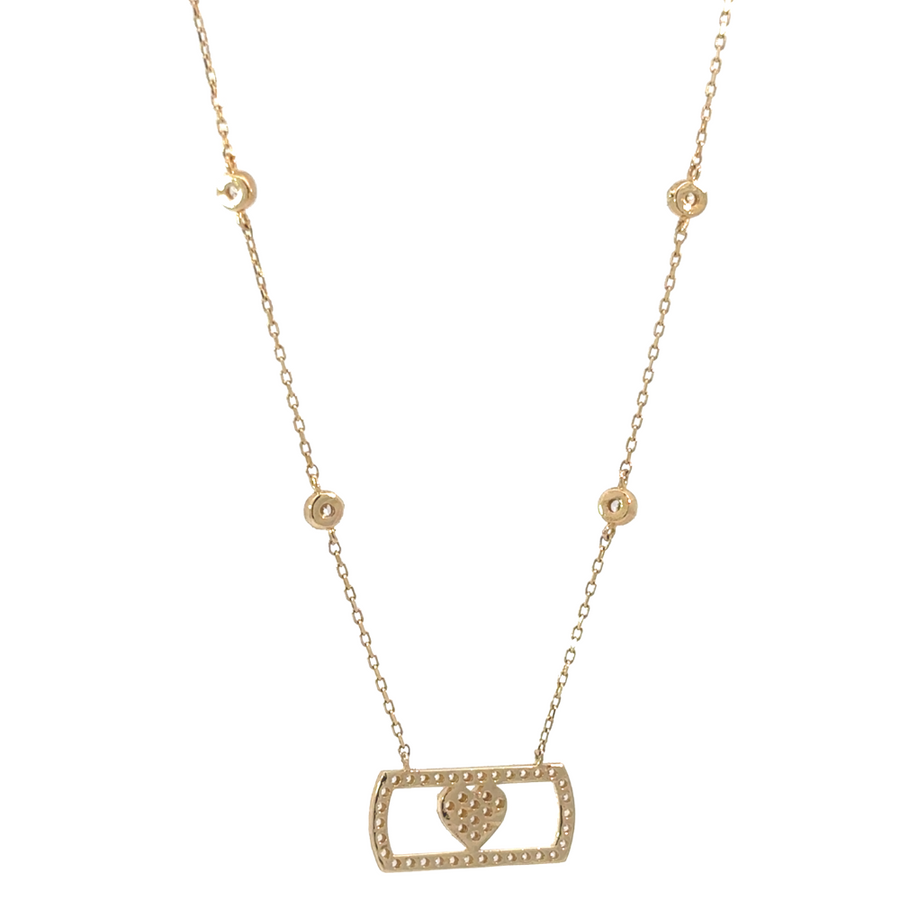 14k Gold Necklace with CZ Stones – Adjustable 17 to 19 Inches