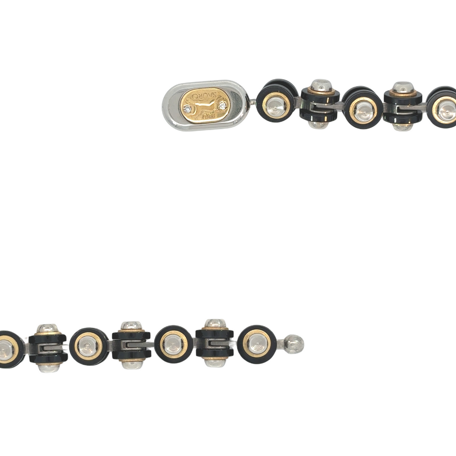 18k Gold Men’s Bracelet with Carbon Silver and 0.02 CT Diamond – 21.7 cm