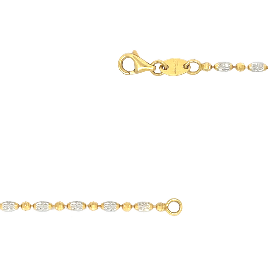 14k Gold Two-Tone Necklace – Round & Oval Faceted Links