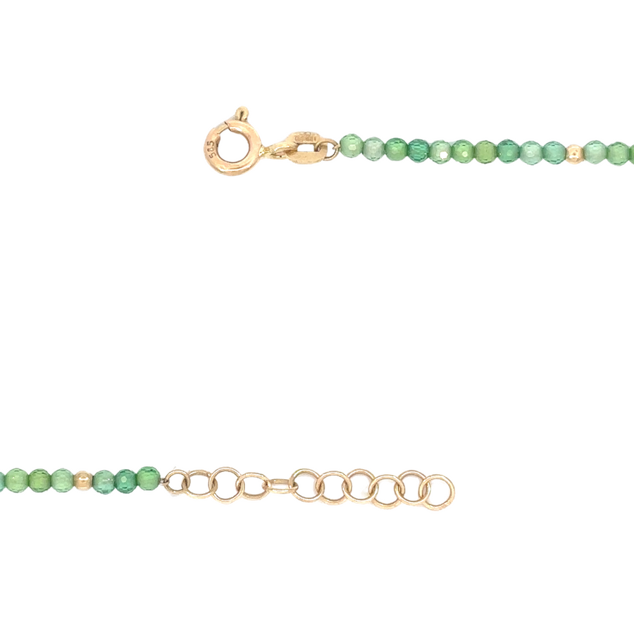 14k Gold Necklace with Green Corundum Stone – Adjustable Elegance