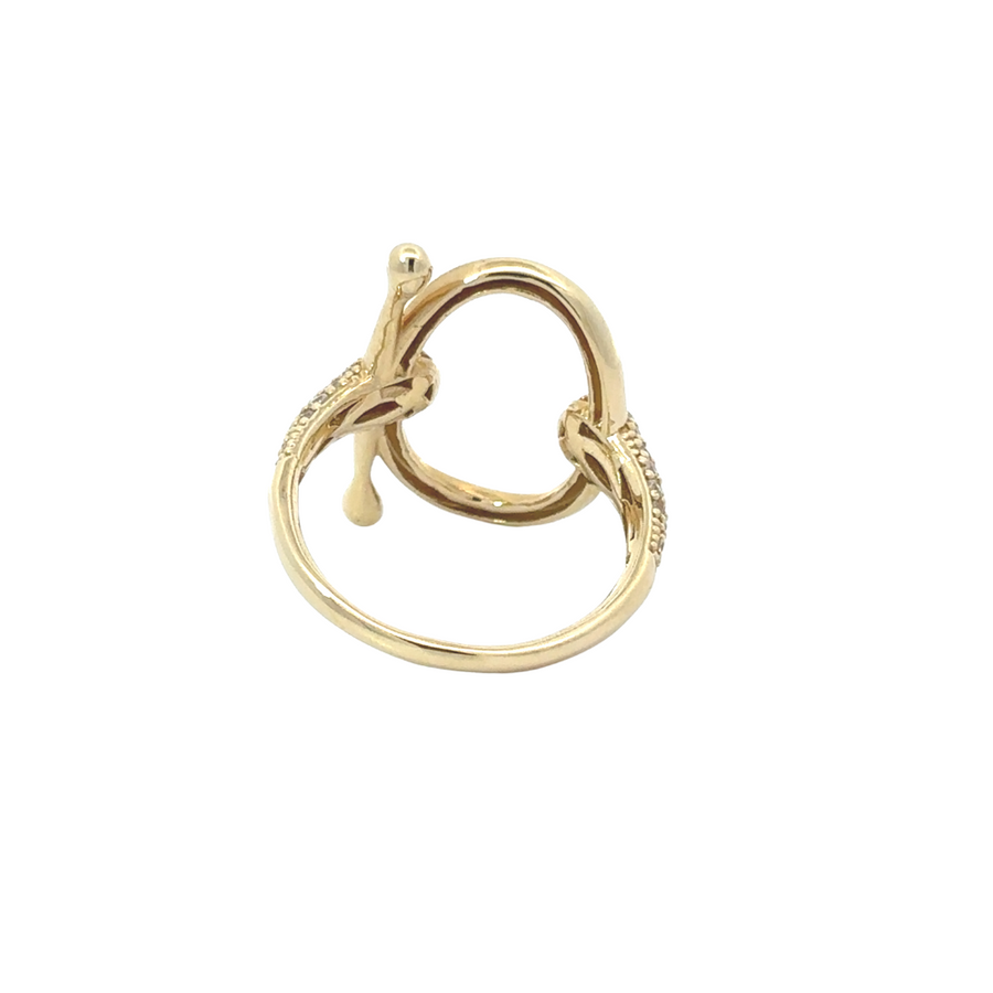 Ring Oval Open T with CZ - 14k Gold