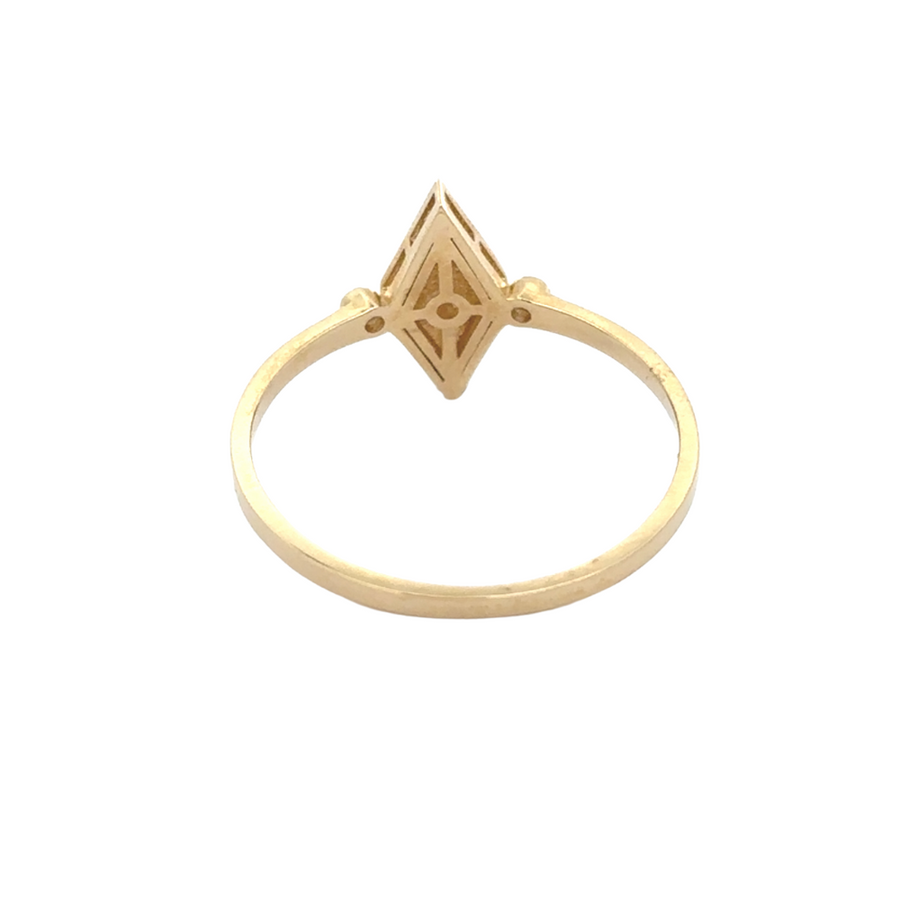 14k Gold Solid Ring with Single Rhombus for Women