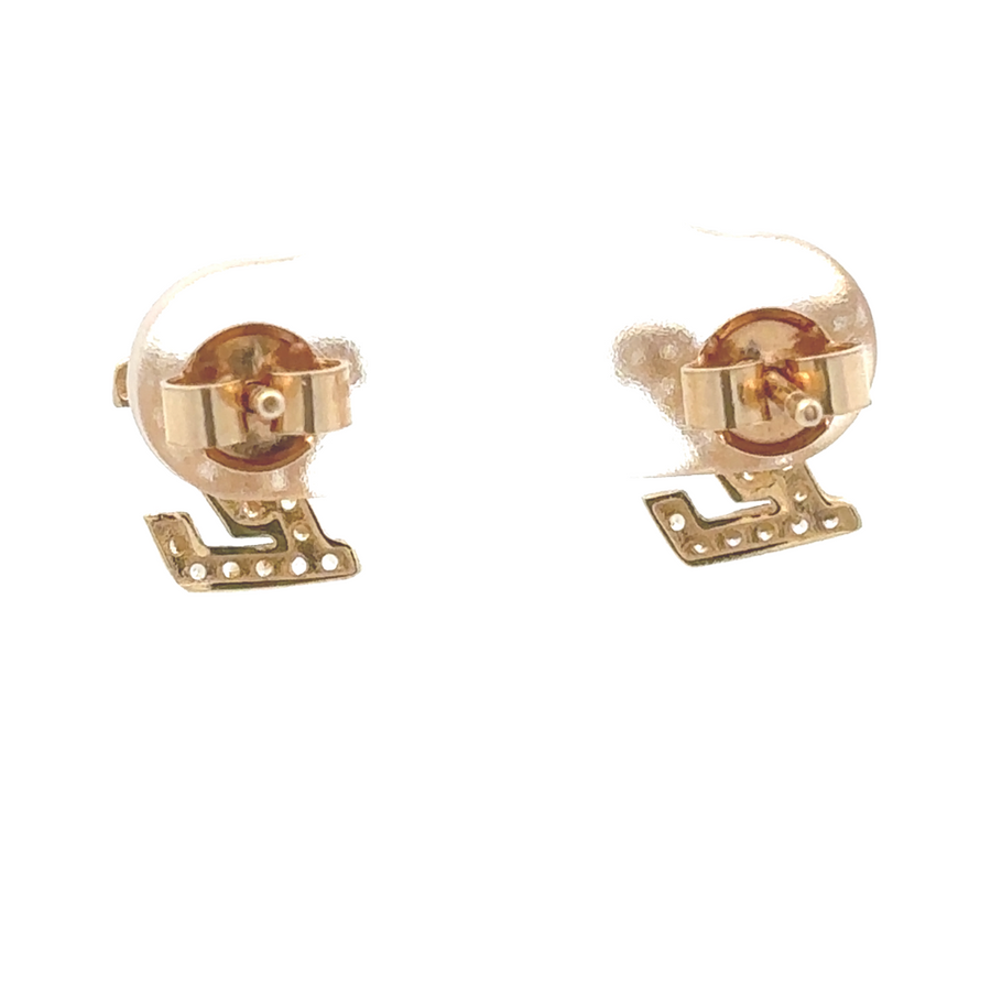 14k Gold Stud Earrings with All CZ