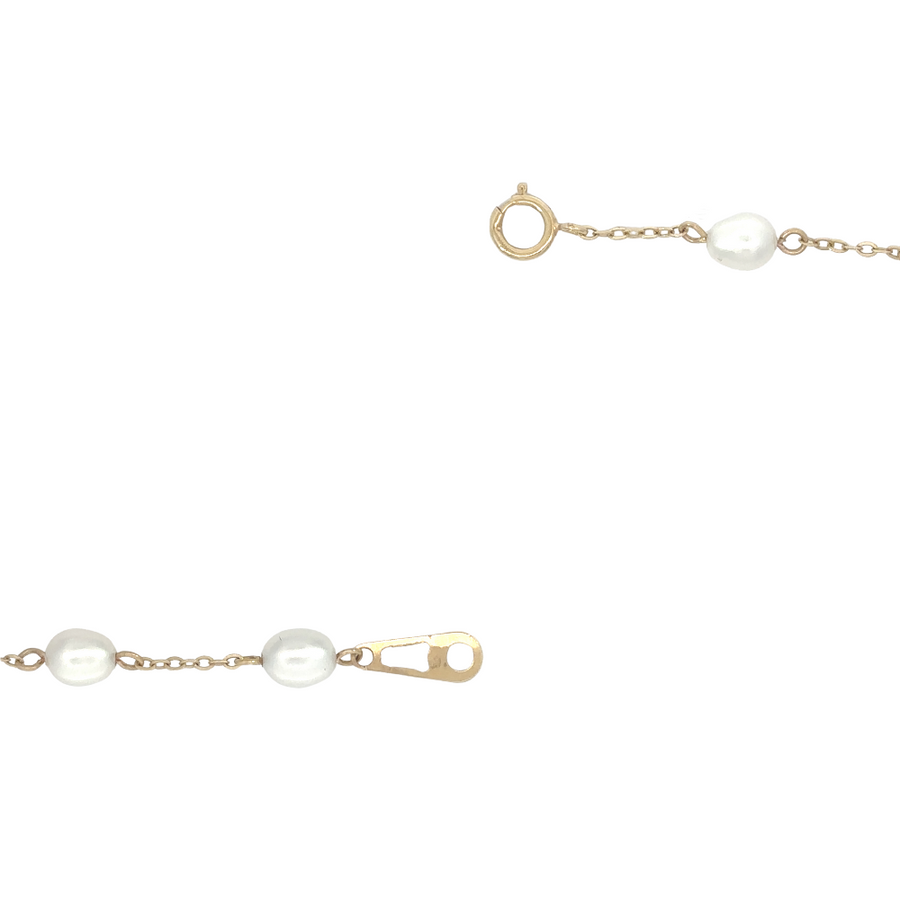 14k Gold Bracelet with 11 Small Pearls – 19.8 cm Elegant Design