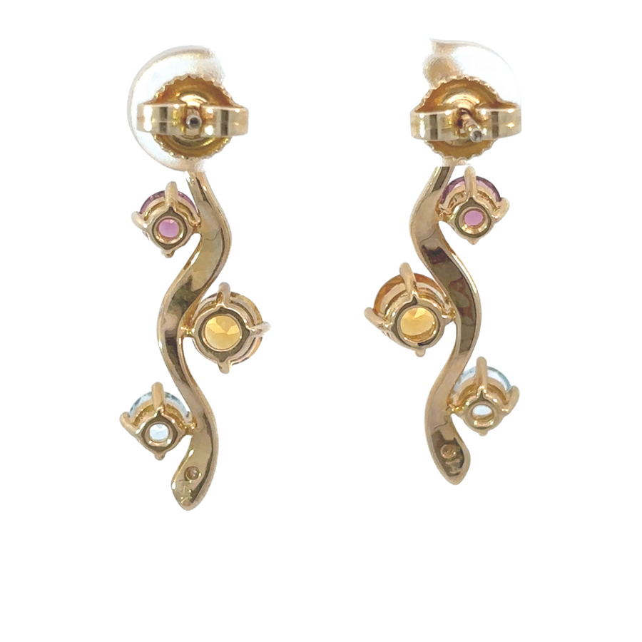 Elegant 14k Gold Earrings with Diamonds and Stones for Women