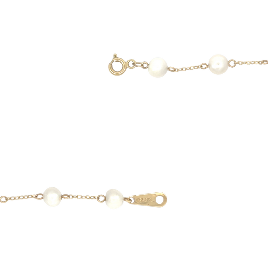 14k Gold Necklace with Pearls and Gold Balls – 27-Inch Elegant Design