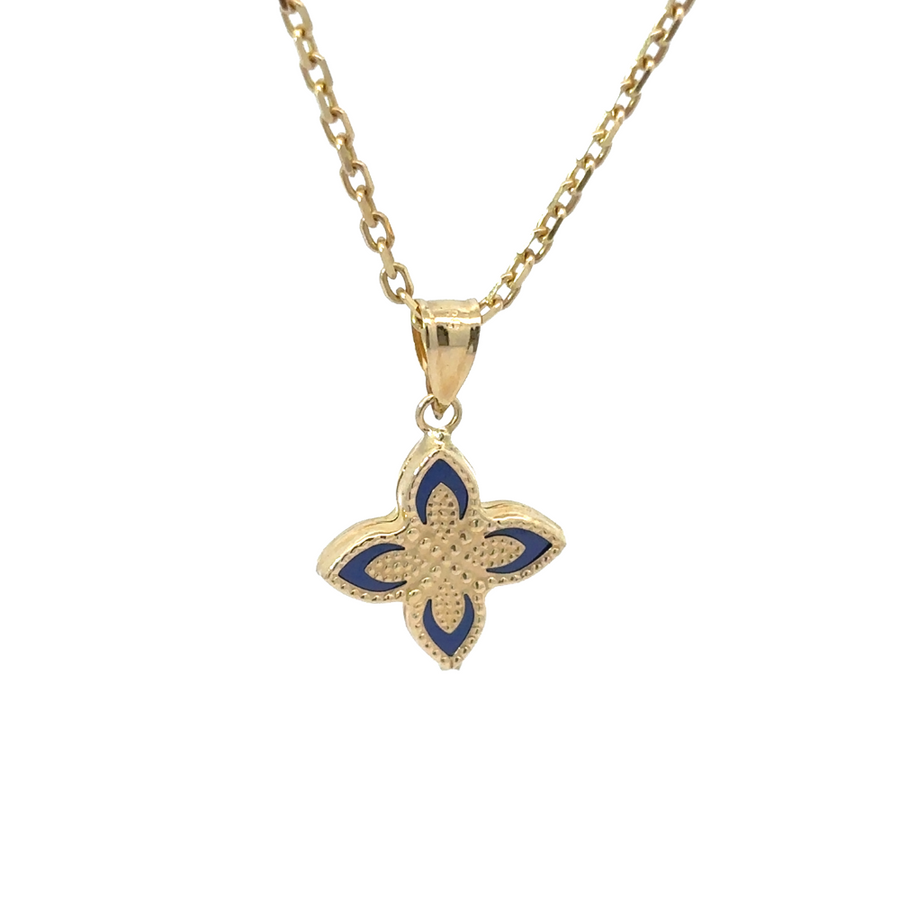 Sophisticated 14k Yellow Gold Pendant with Blue Accent