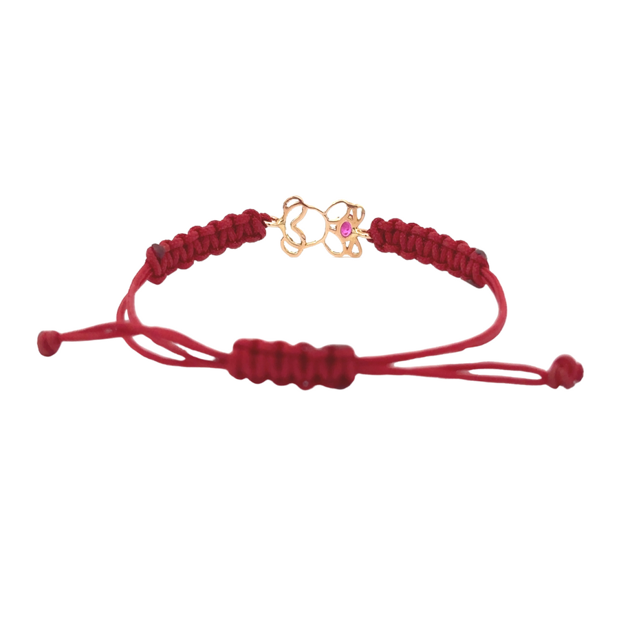 Bracelet Red with Girl - 18k Gold