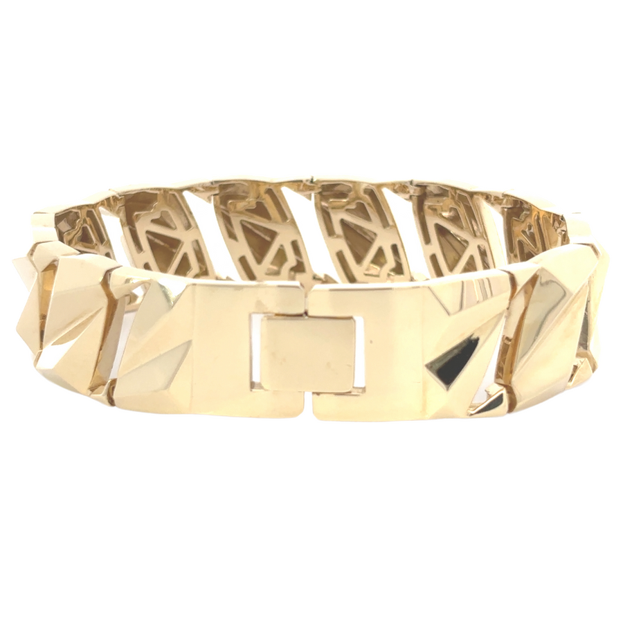 Men’s 14k Gold Solid Wide Bracelet – 17.5 cm