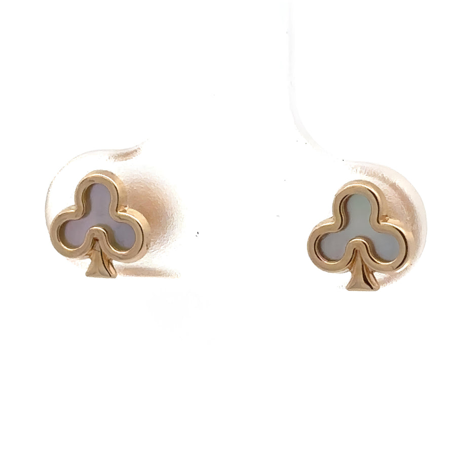 14k Gold XS Clover Center Earrings for Baby