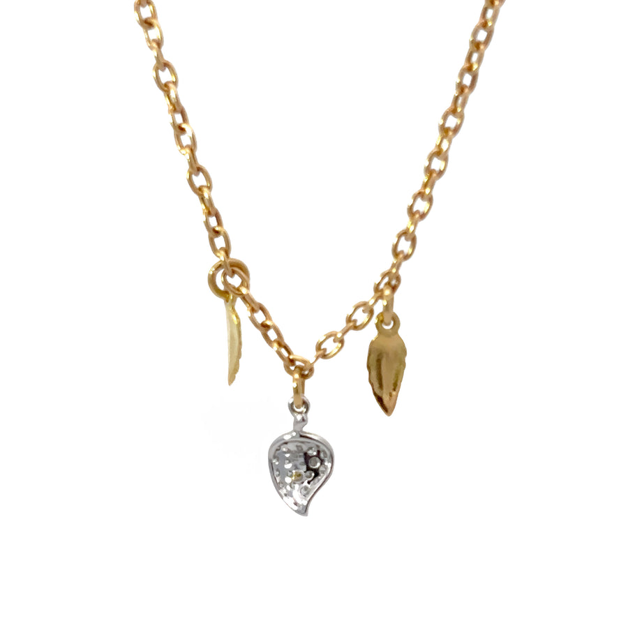 18k Gold Leaf Necklace with Diamonds