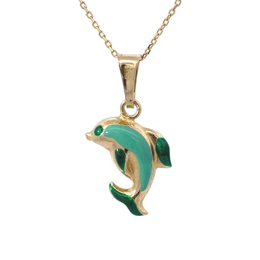 14k Gold Dolphin Pendant Necklace