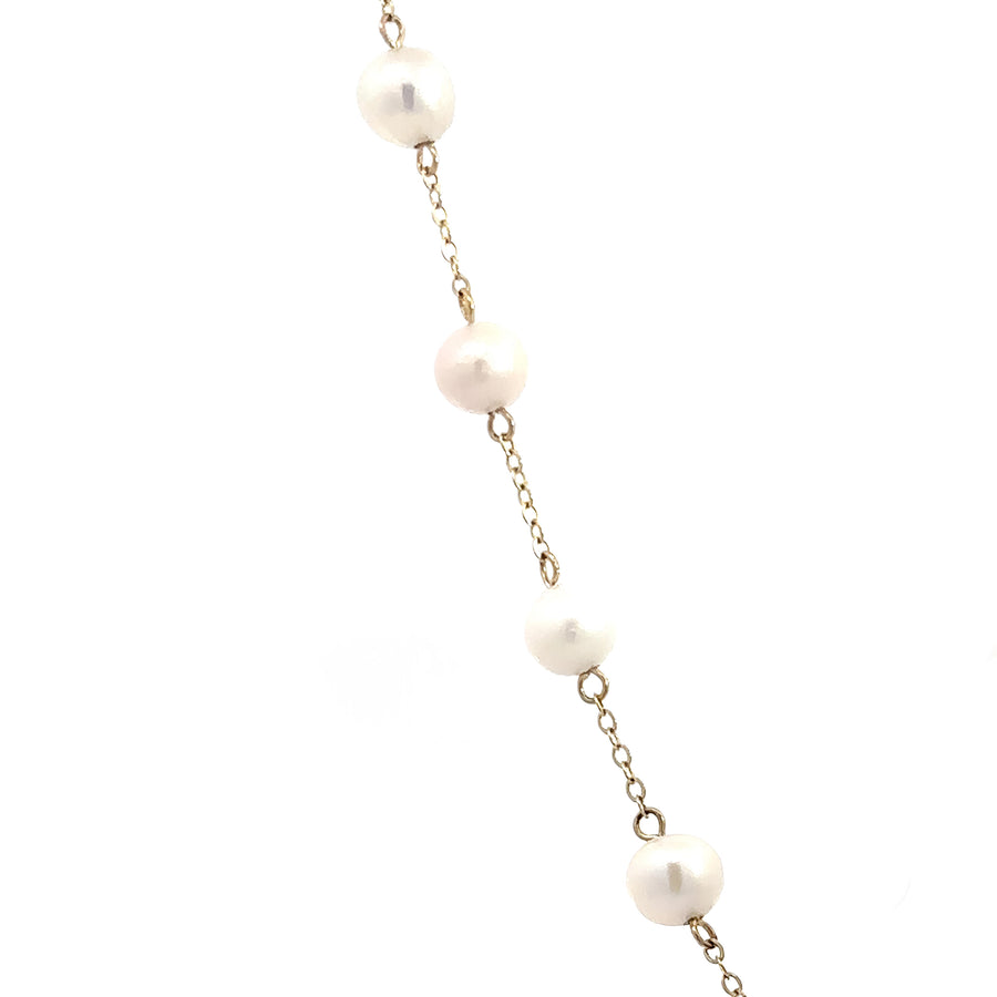 14k Gold Necklace with Pearl Pendant - 17.5 Inch