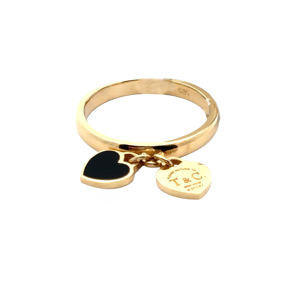 14k Gold Ring with Center Heart for Women - Set5