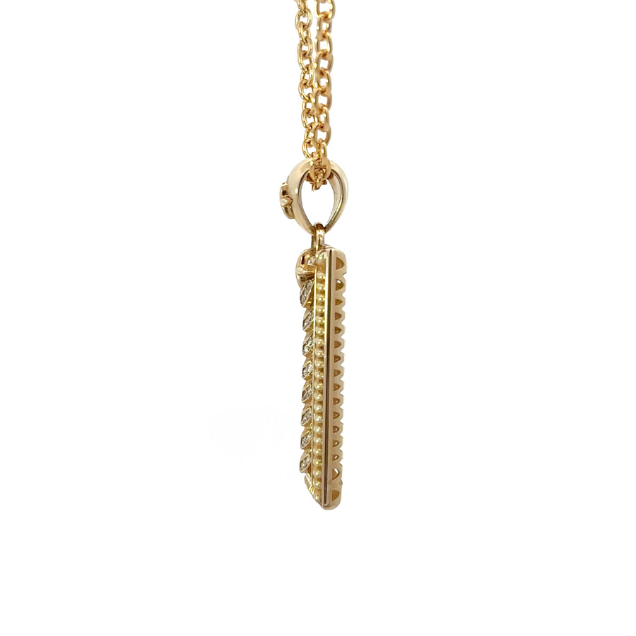 14k Gold Men's Necklace with Diamonds, 27 Inches