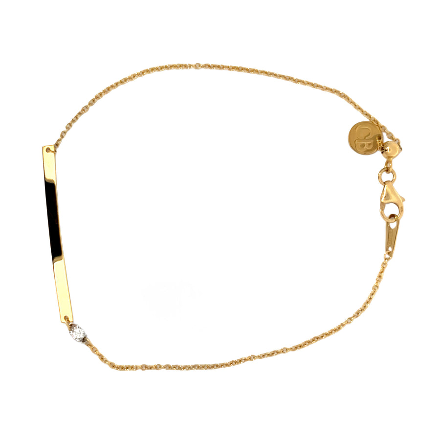 18k Gold Bracelet with Diamond, 18.5 cm