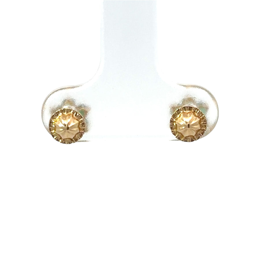 14k Gold Baby Earrings – Green Flower Design