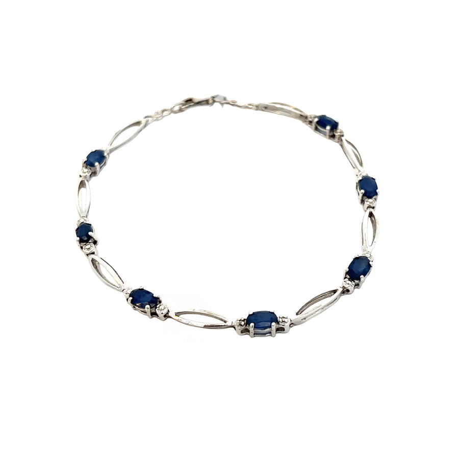 10k White Gold Bracelet with Sapphire