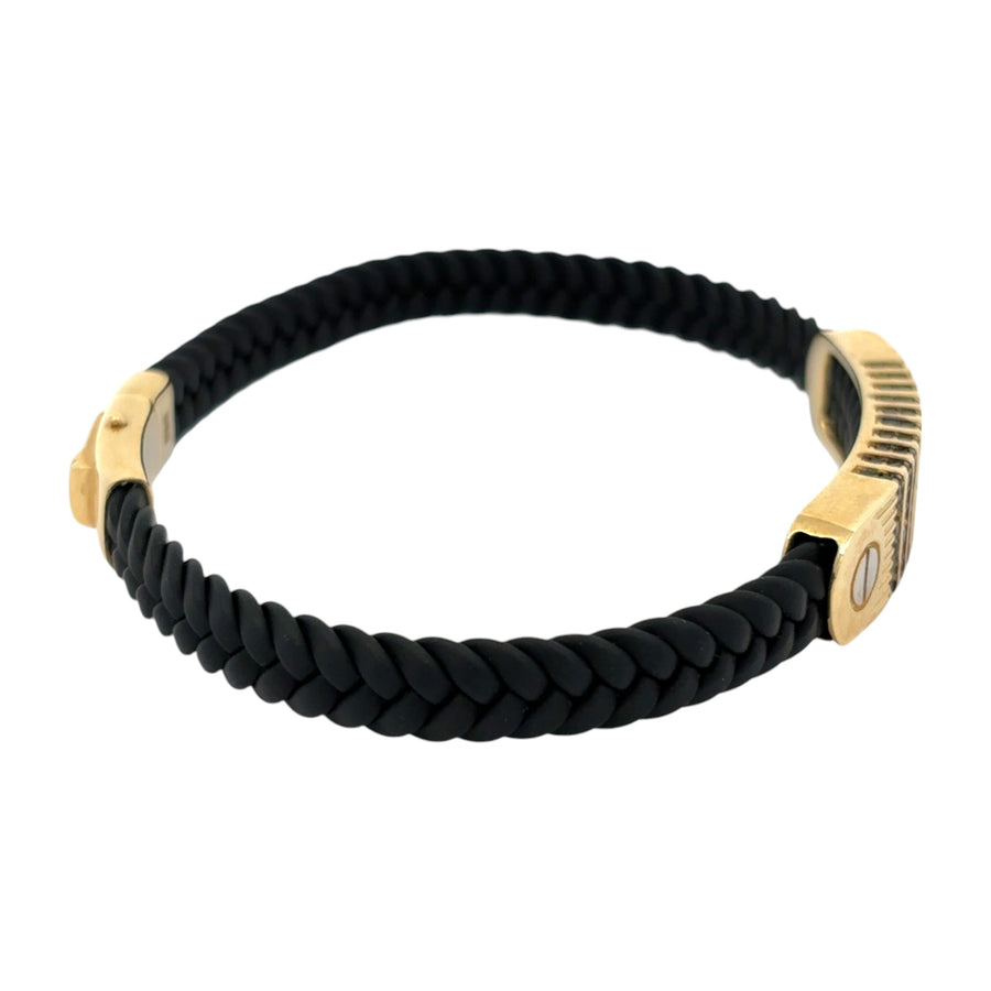 Men's 14k Gold & Leather Bracelet – Sophisticated and Stylish, 20 cm